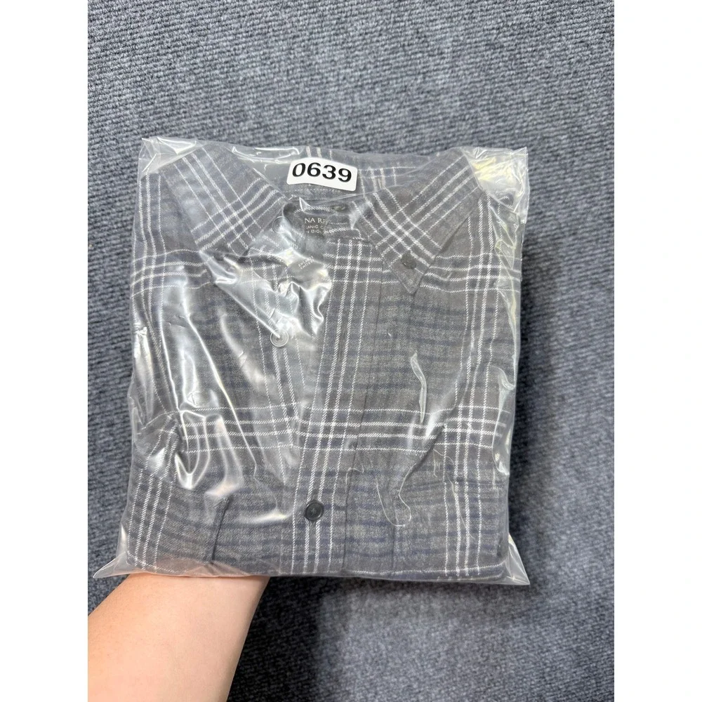 Banana Republic Button Down Shirt Mens M Grey Excellent Untucked Organic Cotton‎